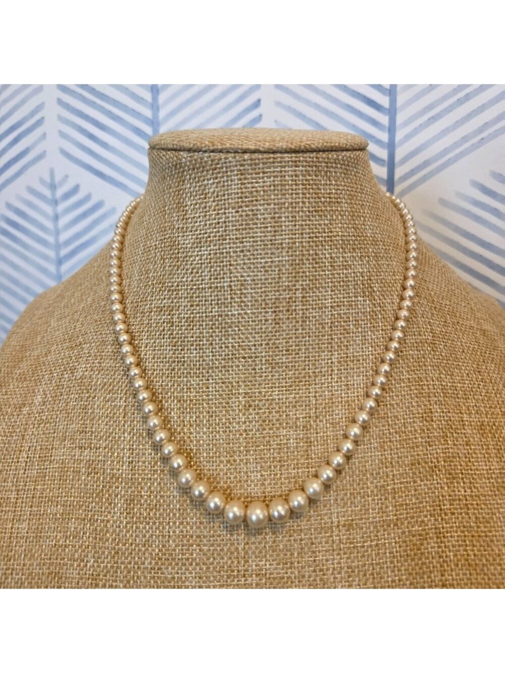 Vintage Graduated Faux Pearl 16" Necklace Sterling Silver Clasp
